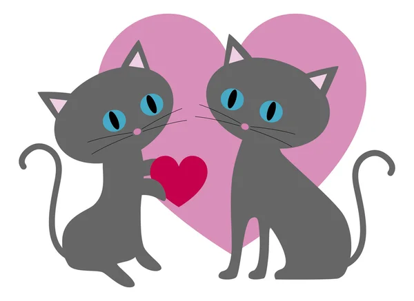 Schattige katten van Valentijnsdag — Stockvector