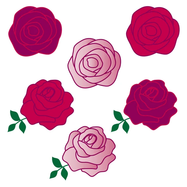 Conjunto de flores de rosa — Vector de stock