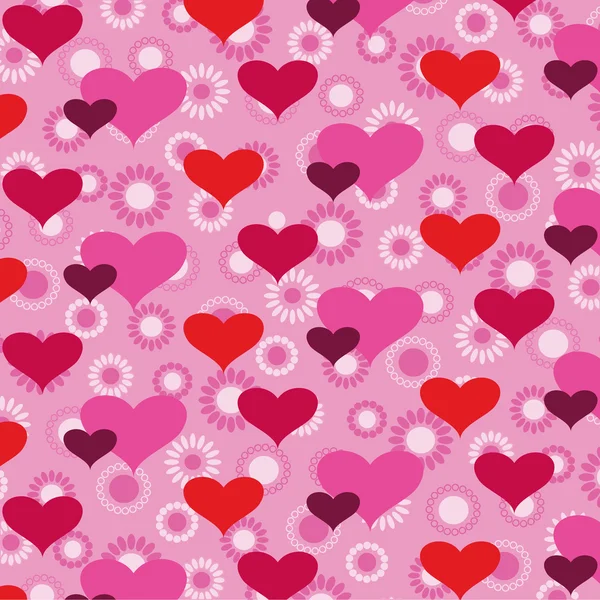 Valentijn harten en bloemen patroon — Stockvector