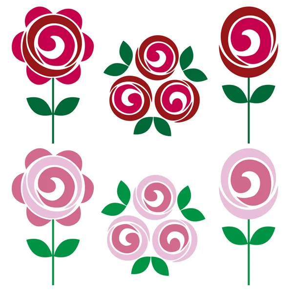 Set von mod rosa Blumen — Stockvektor