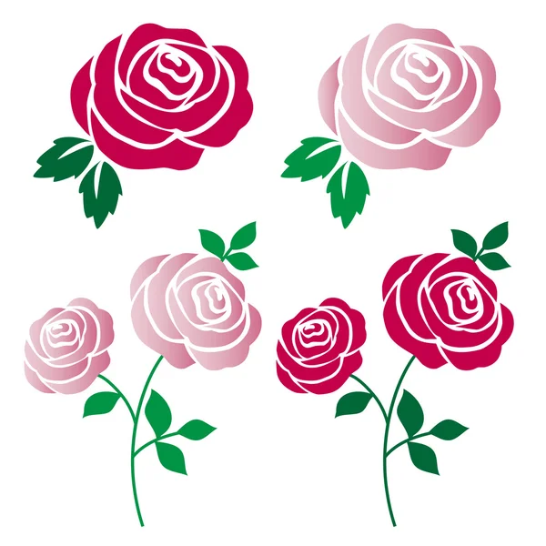 Set rozenbloemen — Stockvector