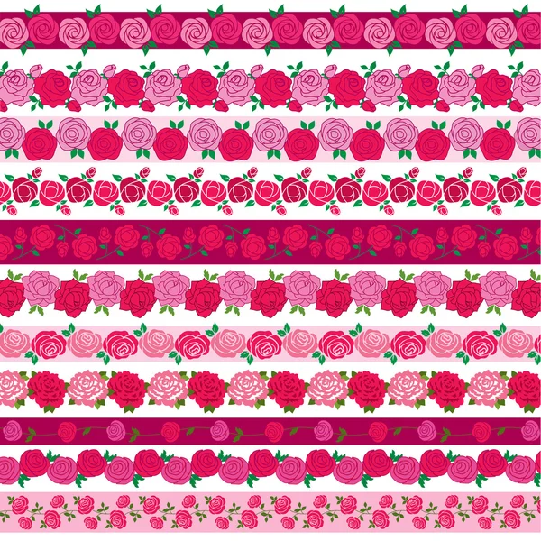 Set of borders with rose flowers — Stock Vector