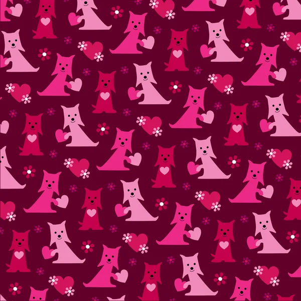 Valentine pattern with scottie dogs — Stock Vector