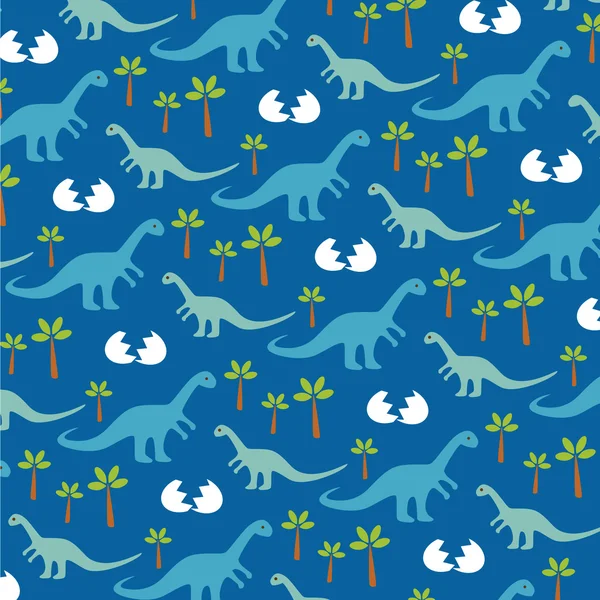 Bébé dinosaures et palmiers motif — Image vectorielle