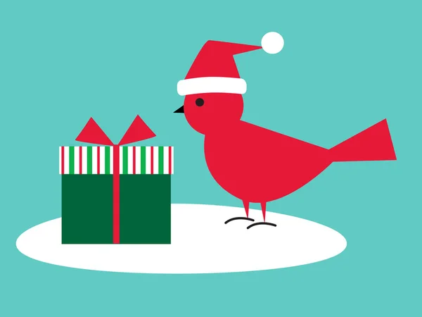 Pájaro de Navidad con regalo — Archivo Imágenes Vectoriales