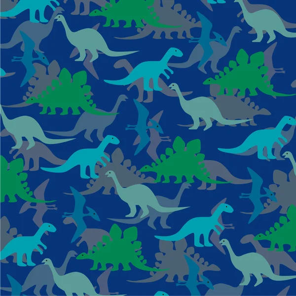 Modello di dinosauri blu e verde — Vettoriale Stock