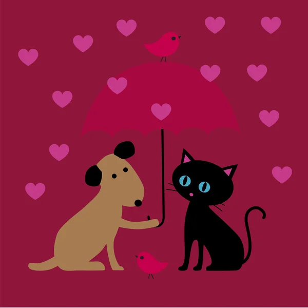 情人节的猫和狗 — 图库矢量图片