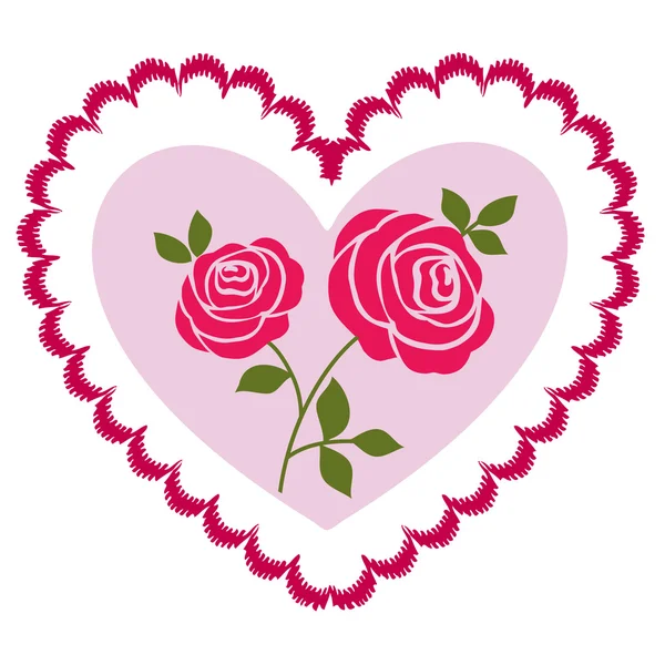 Valentine roses in heart — Stock Vector