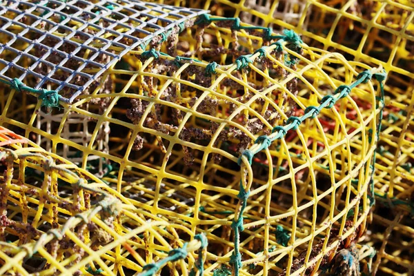 Close Com Detalhes Redes Plástico Para Vasos Pesca — Fotografia de Stock