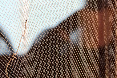 Balık ağlarının, şamandıraların ve takımların odak noktası ve bulanıklığı, deniz dokularının fotoğraflanması