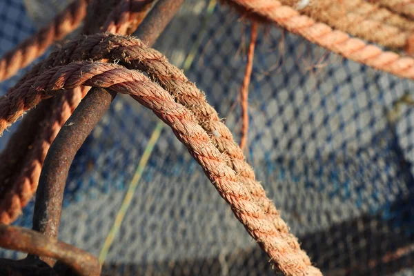 Foco Borrão Redes Pesca Bóias Equipamento Fotografia Texturas Marinhas — Fotografia de Stock