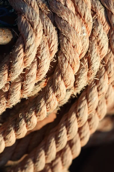 Focus and blur of fishing nets, buoys and tackle, photography of marine textures