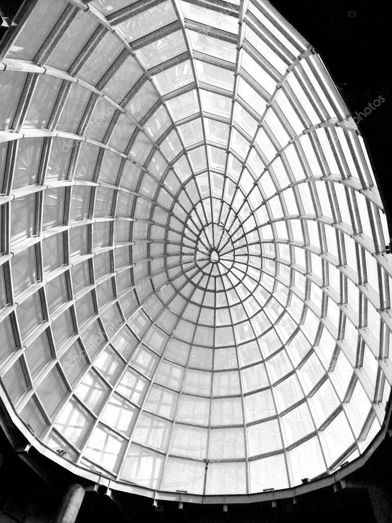 black and white fine art photograph of an oval glass dome,