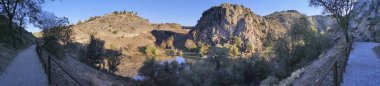 Tagus nehri boyunca Don Kişot rotasından panoramik fotoğrafçılık, İspanya,