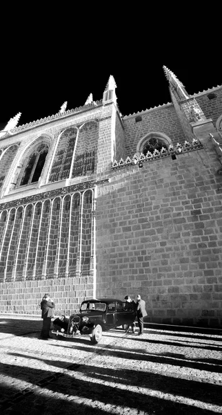 Toledo Toledo Spagna 2020 Foto Bianco Nero Auto Nuziale Accanto — Foto Stock