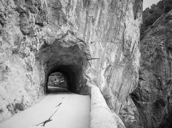 Fotografia Preto Branco Cachoeira Tartales Las Merindades Burgos Espanha — Fotografia de Stock