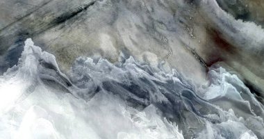 Bonneville tuz düzlükleri, Birleşik Devletler, ABD 'deki yardım çizimlerinin havadan çekilmiş fotoğrafı, Tür: Soyut doğalcılık, soyuttan mecazlara, 