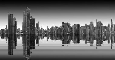 Kutupların erimesi ve deniz seviyesindeki yükselişin ardından New York şehrinin distopyan fotoğrafçılığı, insanoğlunun eylemleri nedeniyle iklim değişikliğinin bir ürünü.