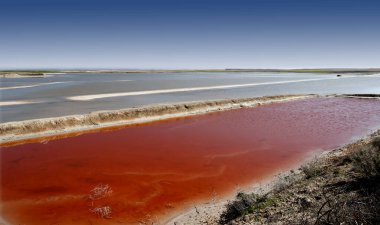 Peahueca gölünde tuzluk, Toledo, Castilla La Mancha, İspanya,