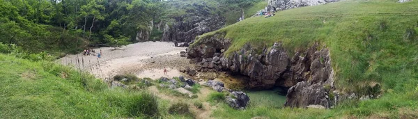 Panoramatický Výhled Vnitřní Pláž Cobijero Llanes Asturias Španělsko — Stock fotografie