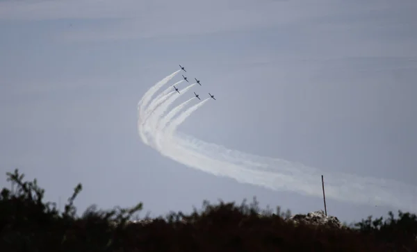 Airplanes Performing Aerial Acrobatics Exhibition Eagle Patrol San Javier Base — Stock Photo, Image