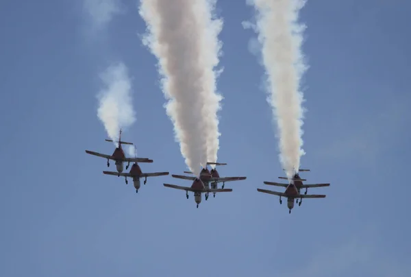 Vliegtuigen Die Een Luchtacrobatiek Tentoonstelling Uitvoeren Arend Patrouille San Javier — Stockfoto
