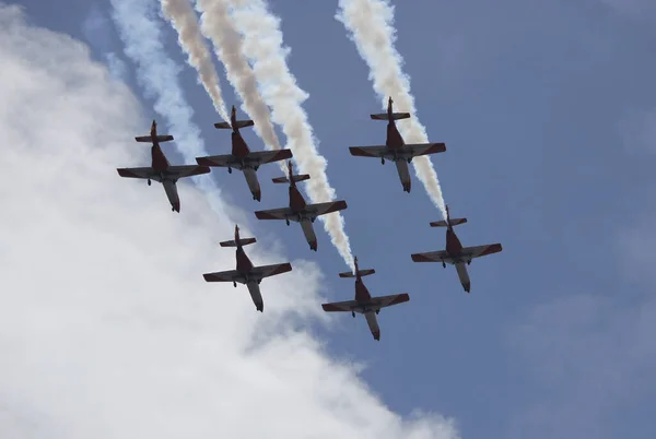 Vliegtuigen Die Een Luchtacrobatiek Tentoonstelling Uitvoeren Arend Patrouille San Javier — Stockfoto