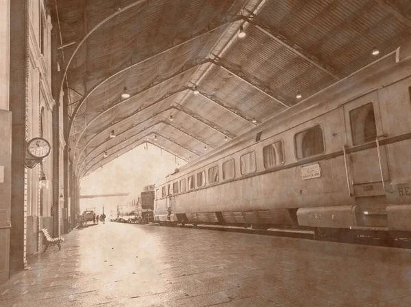 Madryt Dworzec Kolejowy Delicias Hiszpania Artystyczne Zdjęcie Starej Stacji Wieku — Zdjęcie stockowe