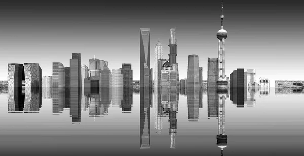 Dystopische Fotografie Der Stadt Shanghai Nach Dem Auftauen Der Pole — Stockfoto