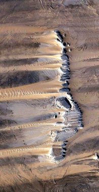    Afrika çöllerinin havadan gelen dikey soyut fotoğrafçılığı, çöl manzaralarının havadan görünüşü, Tür: Soyut doğalcılık, soyuttan mecazlara,