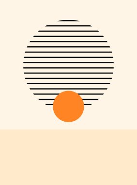 Soyut arkaplan. Çizgi çalışması. Çağdaş geometrik bileşim. Boho duvar dekoru. Yüzyıl ortası sanat baskısı. Vektör illüstrasyonu