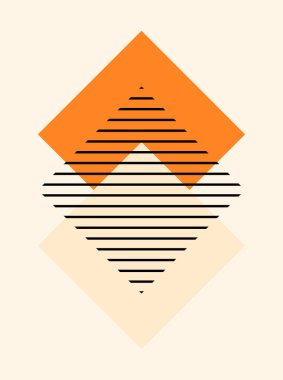 Soyut arkaplan. Çizgi çalışması. Eşkenar dörtgenli çağdaş geometrik kompozisyon. Boho duvar dekoru. Yüzyıl ortası sanat baskısı. Vektör illüstrasyonu.