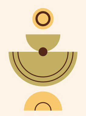 Çağdaş geometrik bileşim. Boho duvar dekoru. Yüzyıl ortası sanat baskısı. Soyut poster