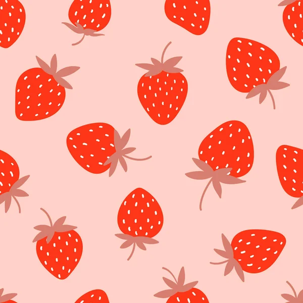 Nahtloses Muster Mit Erdbeere Handgezeichnete Vektorillustration Textur Für Druck Textil — Stockvektor