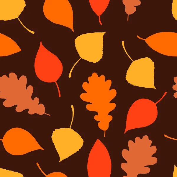 Bezešvé Vzory Podzimními Listy Tmavém Pozadí Textura Pro Tisk Textil — Stockový vektor
