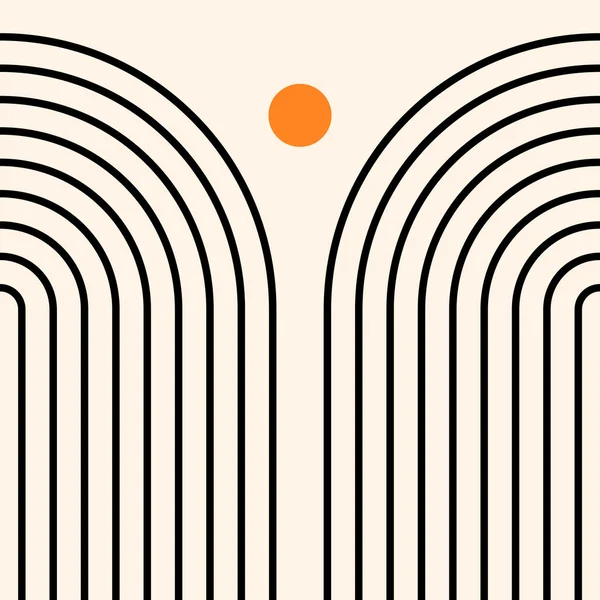 Geometrik şekilli soyut poster. Boho duvar dekoru. Yüzyılın ortalarında minimalist sanat baskısı.