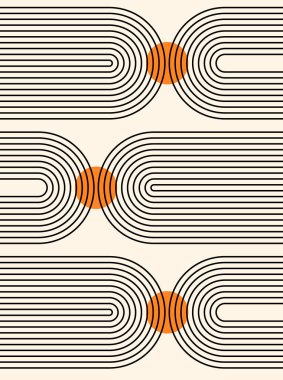 Soyut arkaplan. Çizgi çalışması. Çağdaş geometrik bileşim. Boho duvar dekoru. Yüzyıl ortası sanat baskısı. Bohem posteri.