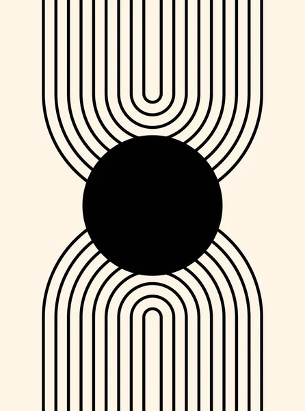 Абстрактный Плакат Линейное Искусство Современный Геометрический Состав Стенной Декор Бохо — стоковый вектор
