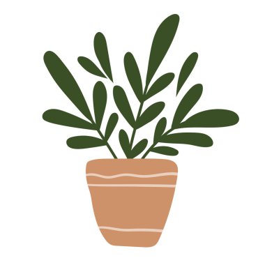 El yapımı ev bitkisi. Vektör çizimi. Beyaz arkaplandaki izole nesne