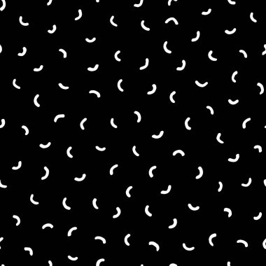 Geometrik şekilli kusursuz desen. Siyah arka planda beyaz çizgiler. Yazdırma için el çizimi vektör dokusu.