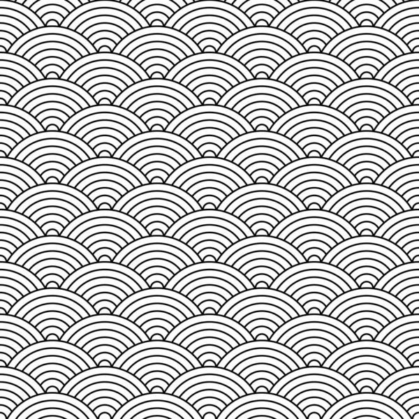 波のパターン シームレスな幾何学的背景 ベクトルイラスト 黒と白のテクスチャ Print — ストックベクタ
