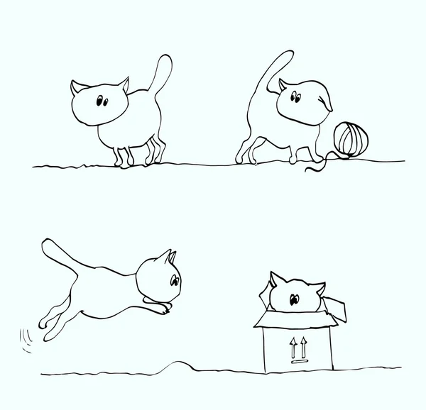 一组有趣的卡通猫 — 图库矢量图片