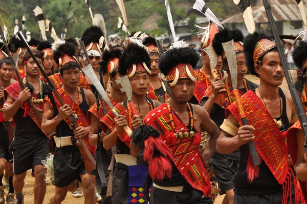 Marching men in Nagaland India — Stock Photo, Image