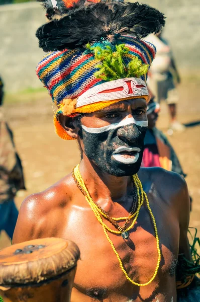 Kleurrijke gebreide cap in Papoea-Nieuw-Guinea — Stockfoto