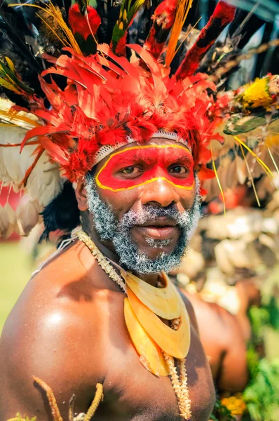 Papua Yeni Gine'de sakallı adamın bakışı