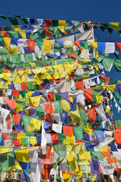 Drapeaux de prière bouddhistes à Dharamshala, Inde — Photo