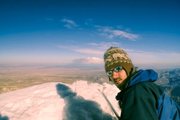 Wanderer auf huayna potosi — Stockfoto