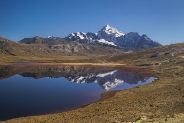 Lake with reflection of Huayna Potosi clipart