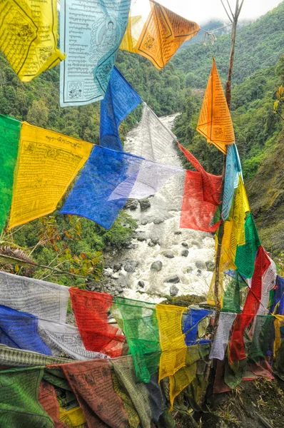 Buddistisk bön flaggor i Indien — Stockfoto