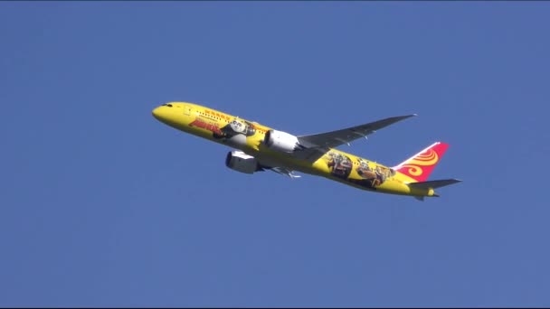 Chiny Hainan Airlines Boeing 787 Samolot Dreamliner Startujący Kung Panda — Wideo stockowe